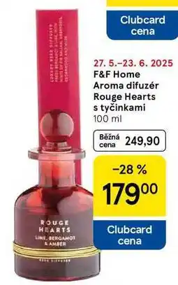 Tesco F&F Home Aroma difuzér Rouge Hearts s tyčinkami, 100 ml nabídka