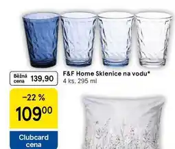 Tesco F&F Home Sklenice na vodu, 4 ks, 295 ml nabídka