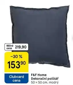 Tesco F&F Home Dekorační polštář 50 x 50 cm, modrý nabídka