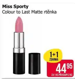 Teta Miss Sporty Colour to Last Matte rtěnka nabídka