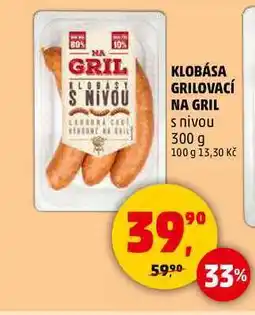 Penny Market KLOBÁSA GRILOVACÍ NA GRIL s nivou, 300 g nabídka
