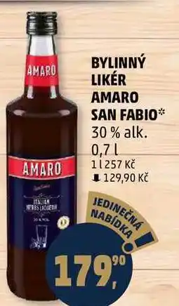 Penny Market BYLINNÝ LIKÉR AMARO SAN FABIO 30% alk., 0,7 l nabídka