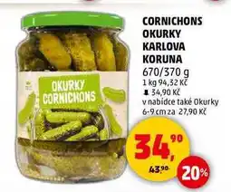 Penny Market CORNICHONS OKURKY KARLOVA KORUNA, 670/370 g nabídka