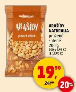 Penny Market ARAŠÍDY NATURALIA pražené solené, 200 g nabídka