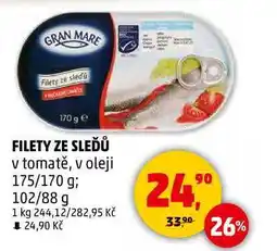 Penny Market FILETY ZE SLEĎŮ v tomatě, v oleji, 175/170 g nabídka