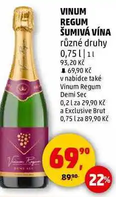Penny Market VINUM REGUM ŠUMIVÁ VÍNA různé druhy, 0,75 l nabídka