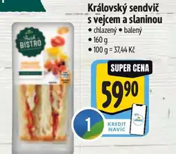 Albert Královský sendvič s vejcem a slaninou nabídka