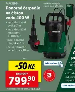 Lidl PARKSIDE Ponorné čerpadlo na čistou vodu 400 W nabídka