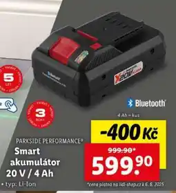 Lidl PARKSIDE PERFORMANCE Smart akumulátor 20 V / 4 Ah nabídka
