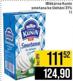 Jip Mlékárna Kunín Smetana ke šlehání 31% nabídka