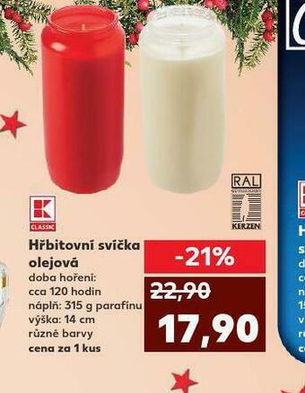 Kaufland Hřbitovní svíčka olejová nabídka