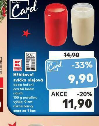 Kaufland Hřbitovní svíčka olejová nabídka