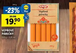 Lidl Vepřové párečky nabídka
