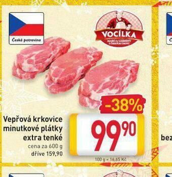 Billa Vepřová krkovice minutkové plátky extra tenké nabídka
