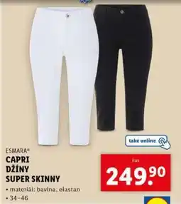 Lidl ESMARA CAPRI DŽÍNY SUPER SKINNY nabídka