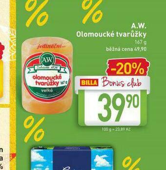 Billa Olomoucké tvarůžky nabídka