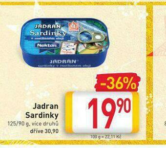 Billa Jadran sardinky nabídka