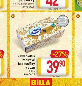 Billa Zewa softis papírové kapesníčky v boxu nabídka