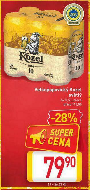 Billa Pivo velkopopovický kozel 10 nabídka