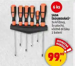 Penny Market SADA ŠROUBOVÁKŮ 3x křížový, 3x plochý, včetně držáku, 1 balení nabídka