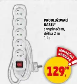 Penny Market PRODLUŽOVACÍ KABEL s vypínačem, délka 2 m, 1 ks nabídka
