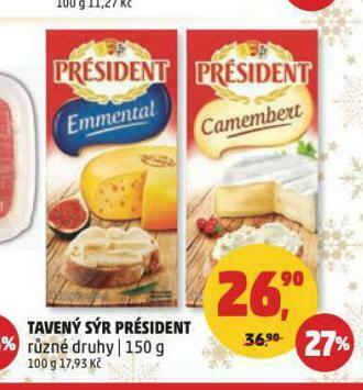 Penny Market Tavený sýr président nabídka