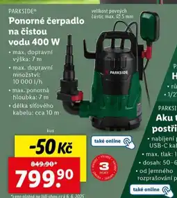 Lidl Ponorné čerpadlo na čistou vodu 400 w nabídka