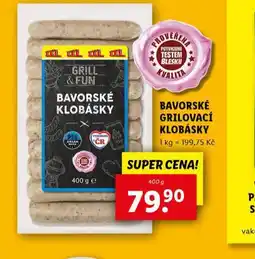 Lidl Bavorské grilovací klobásky nabídka
