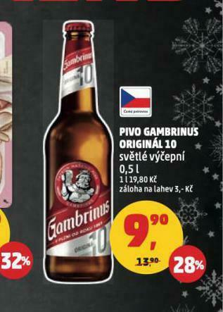 Penny Market Pivo gambrinus originál 10 nabídka