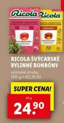 Lidl RICOLA ŠVÝCARSKÉ BYLINNÉ BONBÓNY nabídka