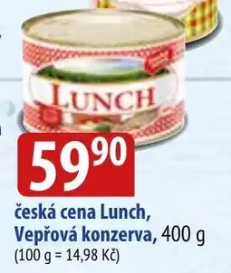 Bala Česká cena lunch, vepřová konzerva nabídka