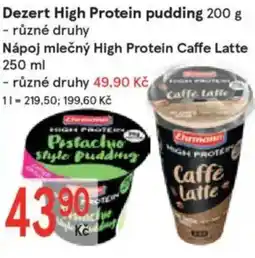 Žabka Dezert high protein pudding/ Nápoj mlečný high protein caffe latte nabídka