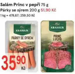Žabka Salám princ v pepři/ Párky se sýrem nabídka