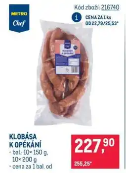 Makro Klobása k opékání nabídka