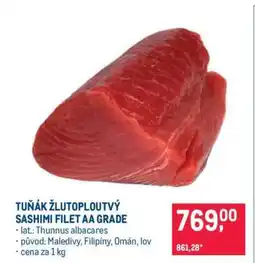 Makro Tuňák žlutoploutvý Sashimi filet AA grade nabídka