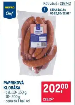 Makro Papriková klobása nabídka