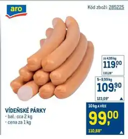 Makro Vídeňské párky* • nabídka