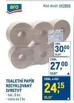 Makro TOALETNÍ PAPÍR RECYKLOVANÝ 1VRSTVÝ nabídka