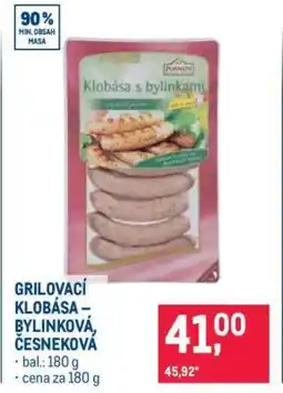 Makro GRILOVACÍ KLOBÁSA BYLINKOVÁ, ČESNEKOVÁ nabídka