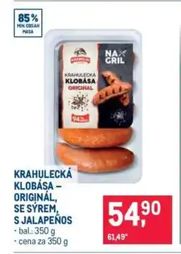Makro Krahulecká klobása originál, se sýrem, s jalapeños nabídka
