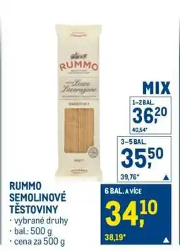 Makro Rummo semolinové těstoviny nabídka