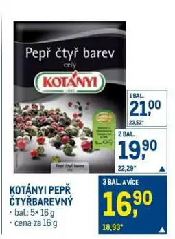 Makro Kotányi pepř čtyřbarevný nabídka