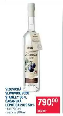 Makro VIZOVICKÁ SLIVOVICE 2020 STANLEY 50 %, ČAČANSKÁ LEPOTICA 2019 50 % nabídka