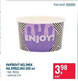 Makro PAPÍROVÝ KELÍMEK NA ZMRZLINU 200 ml nabídka