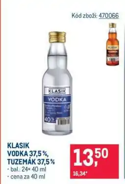 Makro KLASIK VODKA 37,5 %, TUZEMÁK 37,5 % nabídka