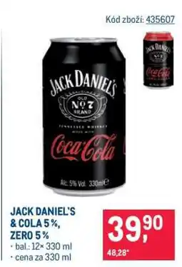Makro JACK DANIEL'S & COLA 5 %, ZERO 5 % nabídka
