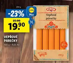 Lidl PIKOK VEPŘOVÉ PÁREČKY nabídka