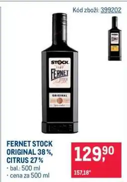 Makro Fernet Stock Original 38 %, Citrus 27 % nabídka