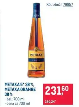 Makro METAXA 5* 38 %, METAXA ORANGE 38 % nabídka