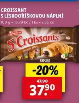 Lidl 5 Croissants s lískovoříškovou náplní nabídka